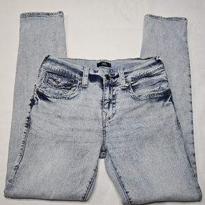 True Religion Jeans Mens 32x34 Rocco Relaxed Skinny Blue Light Flap MSRP $150